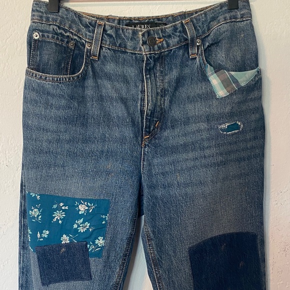 Ralph Lauren Women’s Patchwork Boyfriend Fit Blue Jeans - Picture 4 of 11